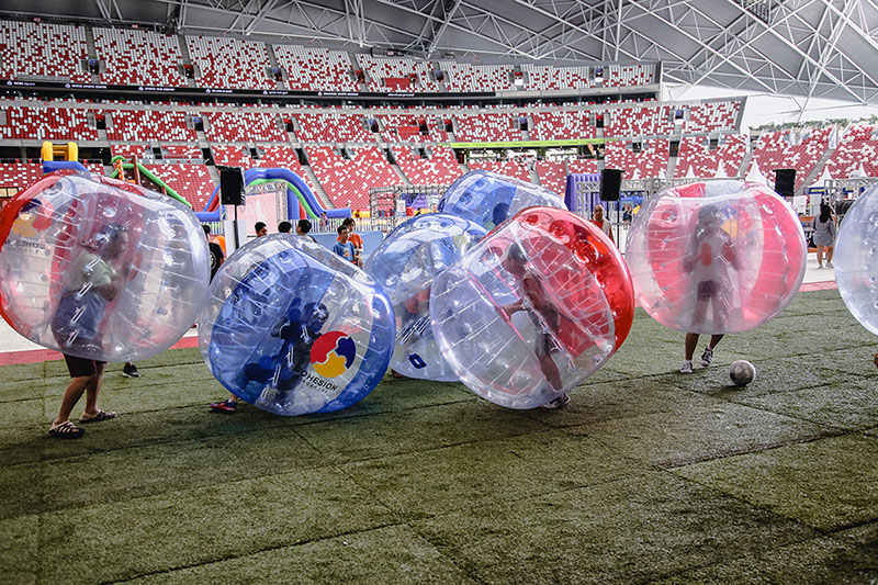 Bubble Soccer setup view with players and pitch layout